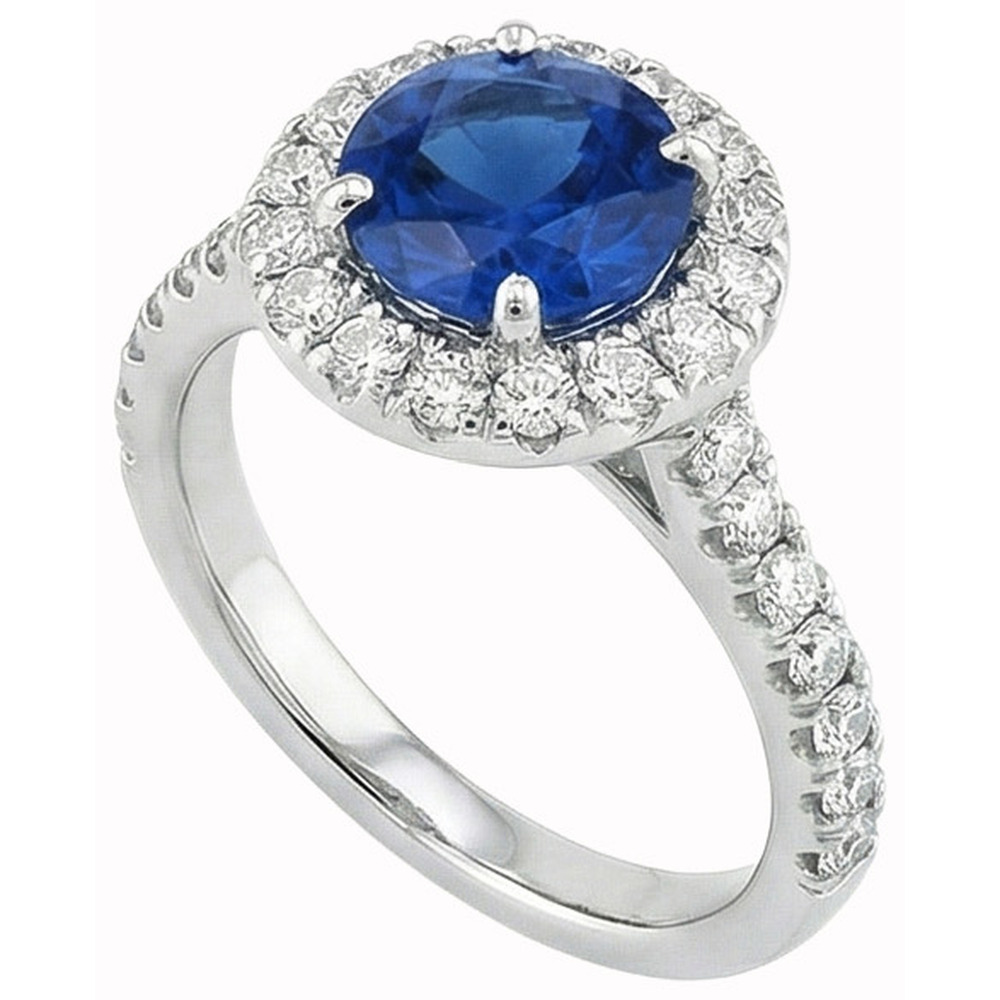 naturel round diamant 3.90carats bague vue de face
