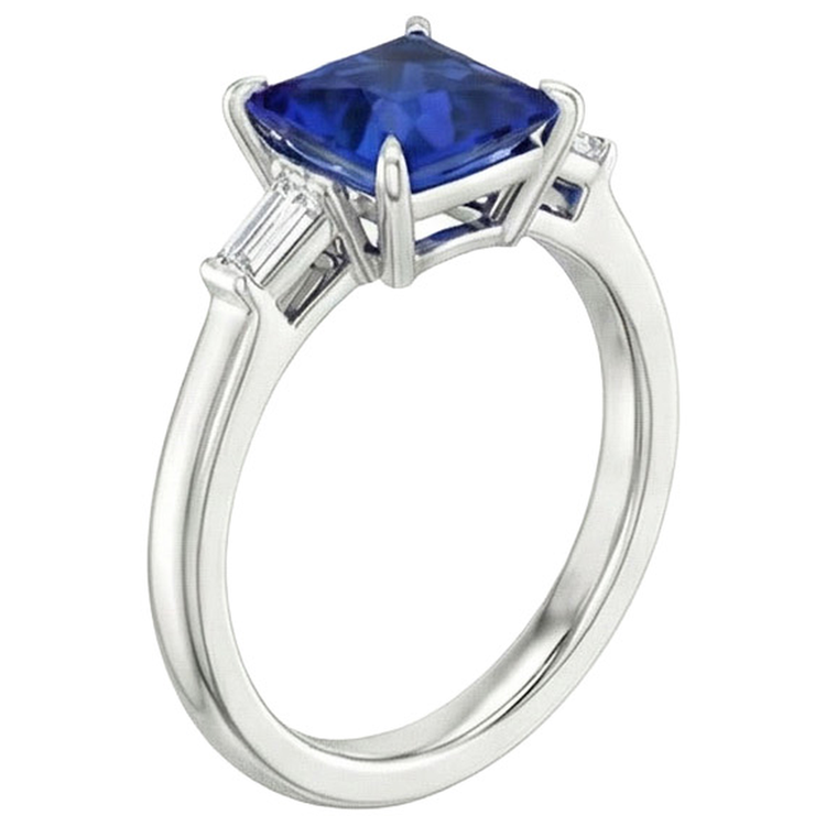 Bague de Fiançailles Saphir et Diamant Naturels Extraits des Mines ( et non cultivés en laboratoire ) 5 Carats