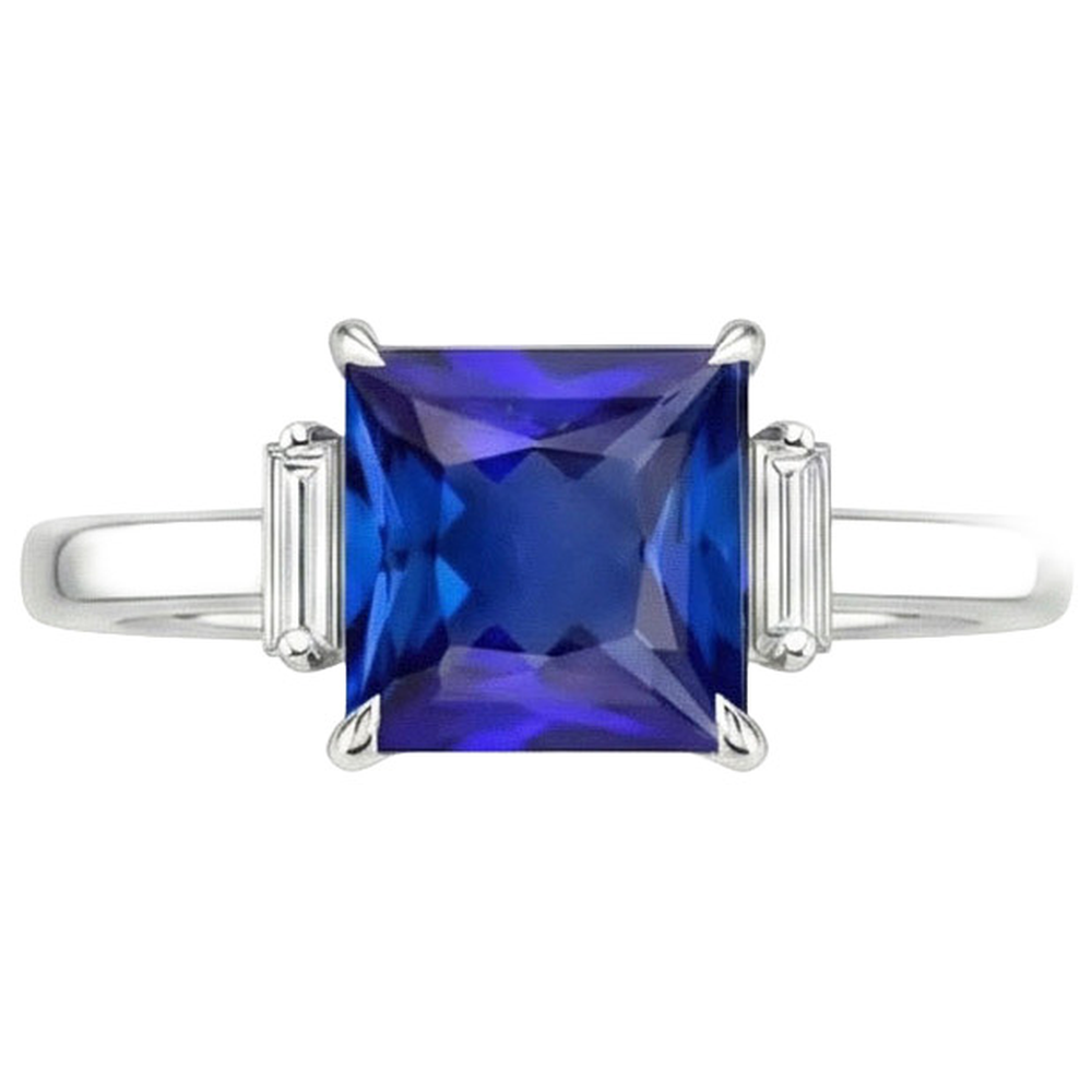 Bague de Fiançailles Saphir et Diamant Naturels Extraits des Mines ( et non cultivés en laboratoire ) 5 Carats