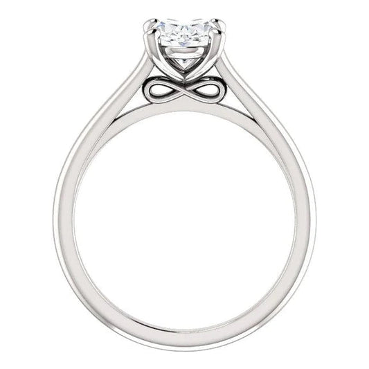Bague de Fiançailles Solitaire 2.50 Carats Réel Diamant Filigrane Or Blanc 14K