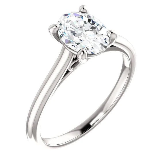 Bague de Fiançailles Solitaire 2.50 Carats Réel Diamant Filigrane Or Blanc 14K