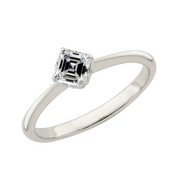 Bague de Fiançailles Solitaire Asscher Réel Diamant Or Blanc 14K 1.50 Carats