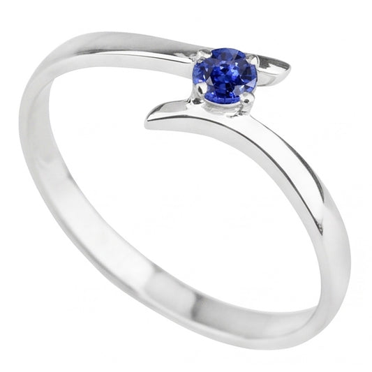 Bague de Fiançailles Solitaire Ceylan Saphir Bleu 1 Carat Style Bypass