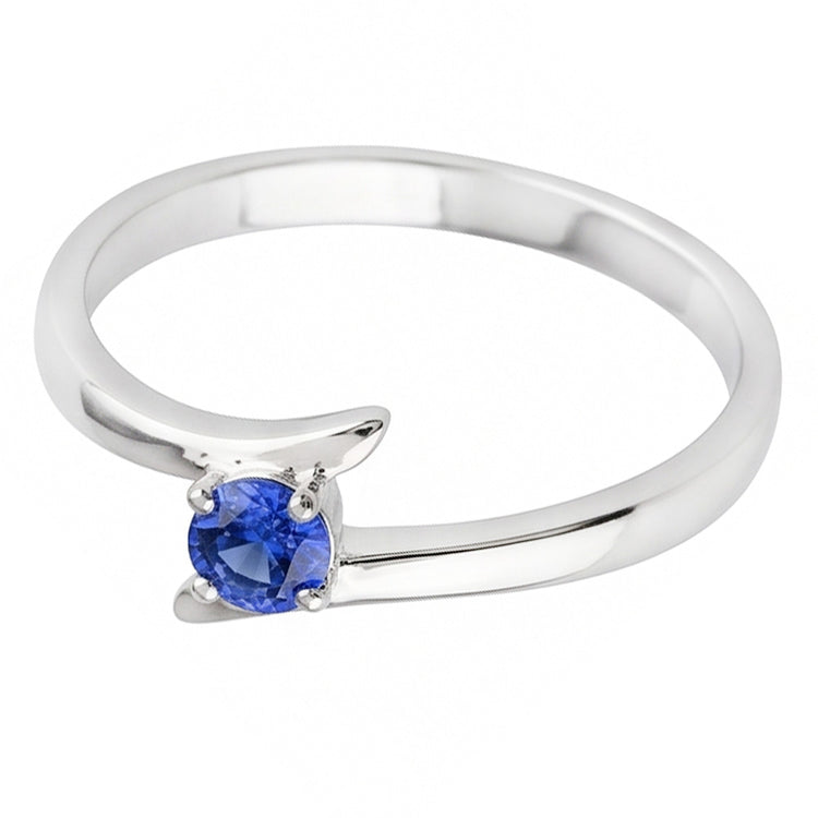 Bague de Fiançailles Solitaire Ceylan Saphir Bleu 1 Carat Style Bypass