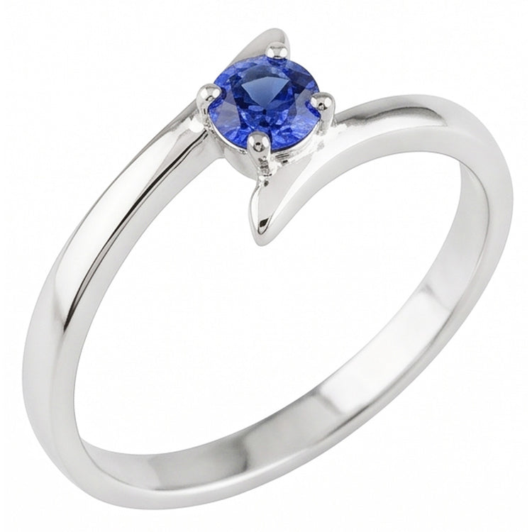 Bague de Fiançailles Solitaire Ceylan Saphir Bleu 1 Carat Style Bypass