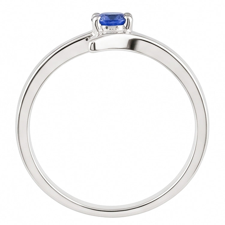 Bague de Fiançailles Solitaire Ceylan Saphir Bleu 1 Carat Style Bypass