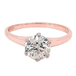 Bague de Fiançailles Solitaire Naturel Diamant 2 Carats Or Rose 14K