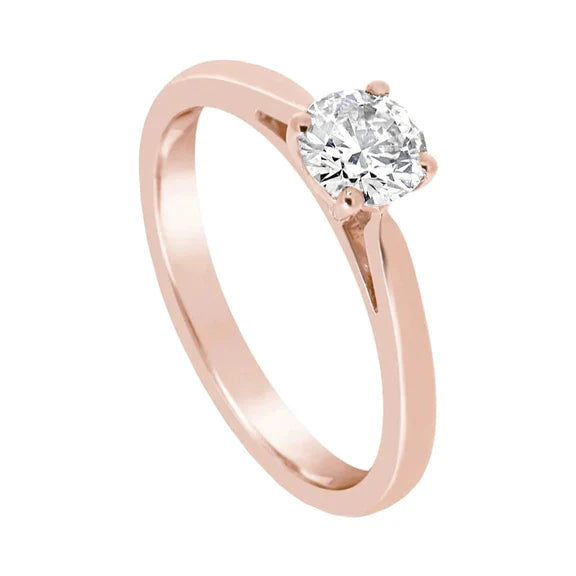 Bague de Fiançailles Solitaire Or Rose Réel Diamant 1 Carat Neuf 4 Griffes