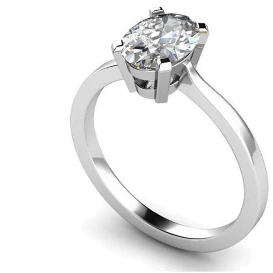 Bague de Fiançailles Solitaire Ovale Scintillant 2 Carats Réel Diamant