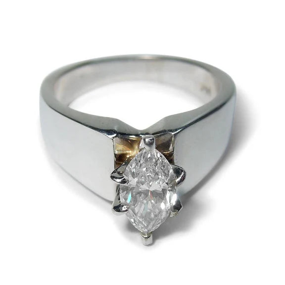 Bague de Fiançailles Solitaire Réel Diamant 2 Carats Or Blanc 14K