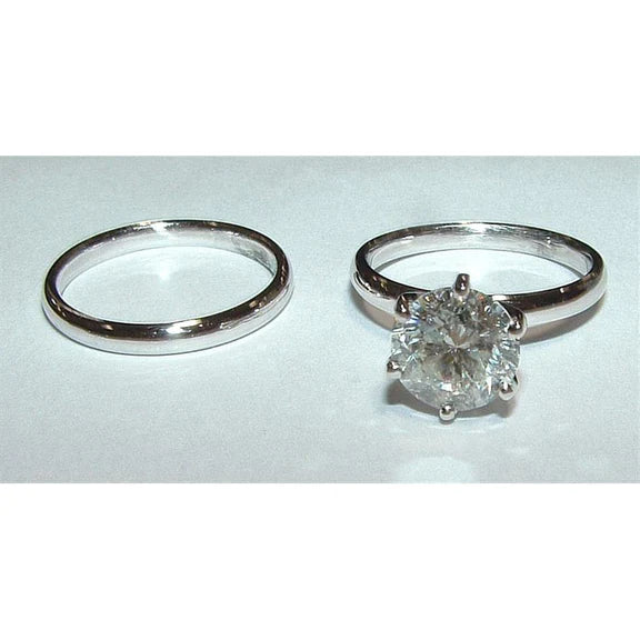 Bague de Fiançailles Solitaire Réel Diamant 2 Ct Or Blanc