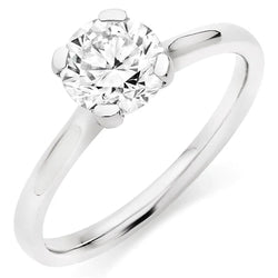 Bague de Fiançailles Solitaire Réel Diamant Rond 3 Carats Or Blanc 14K