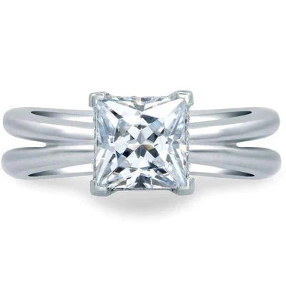 Bague de Fiançailles Solitaire Réel Diamant Taille Princesse 2.50 Ct 4 Griffes