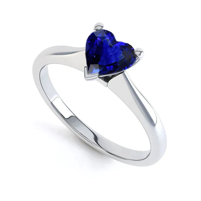 Bague de Fiançailles Solitaire Saphir Taille Coeur