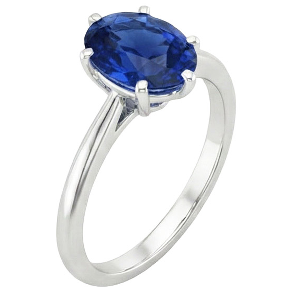 naturel oval saphir 2carats bague détail rapproché