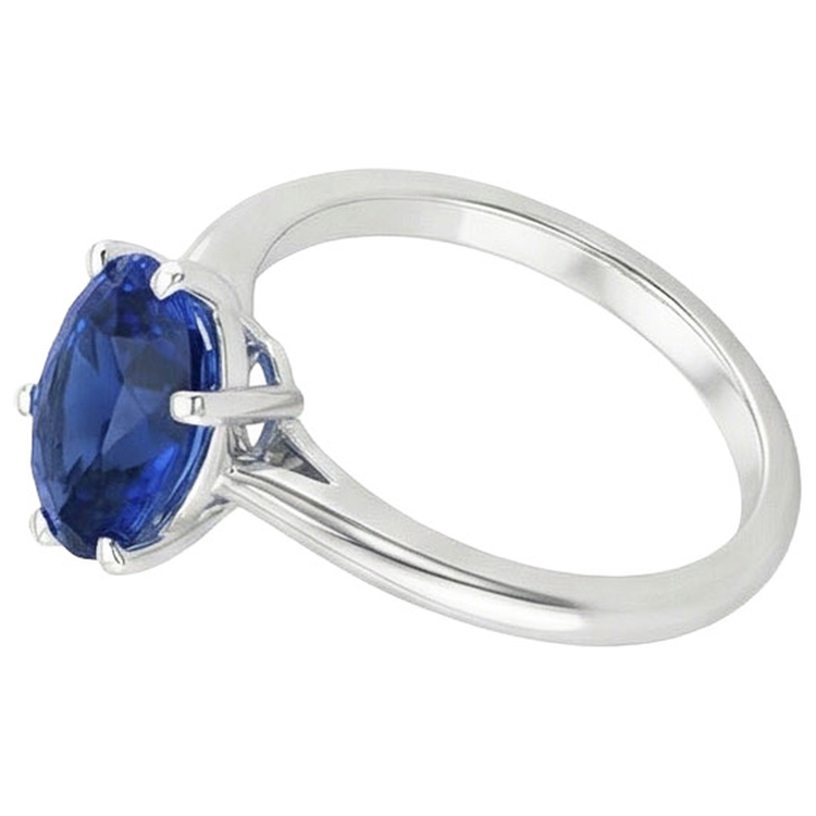 naturel oval saphir 2carats bague vue de dessus