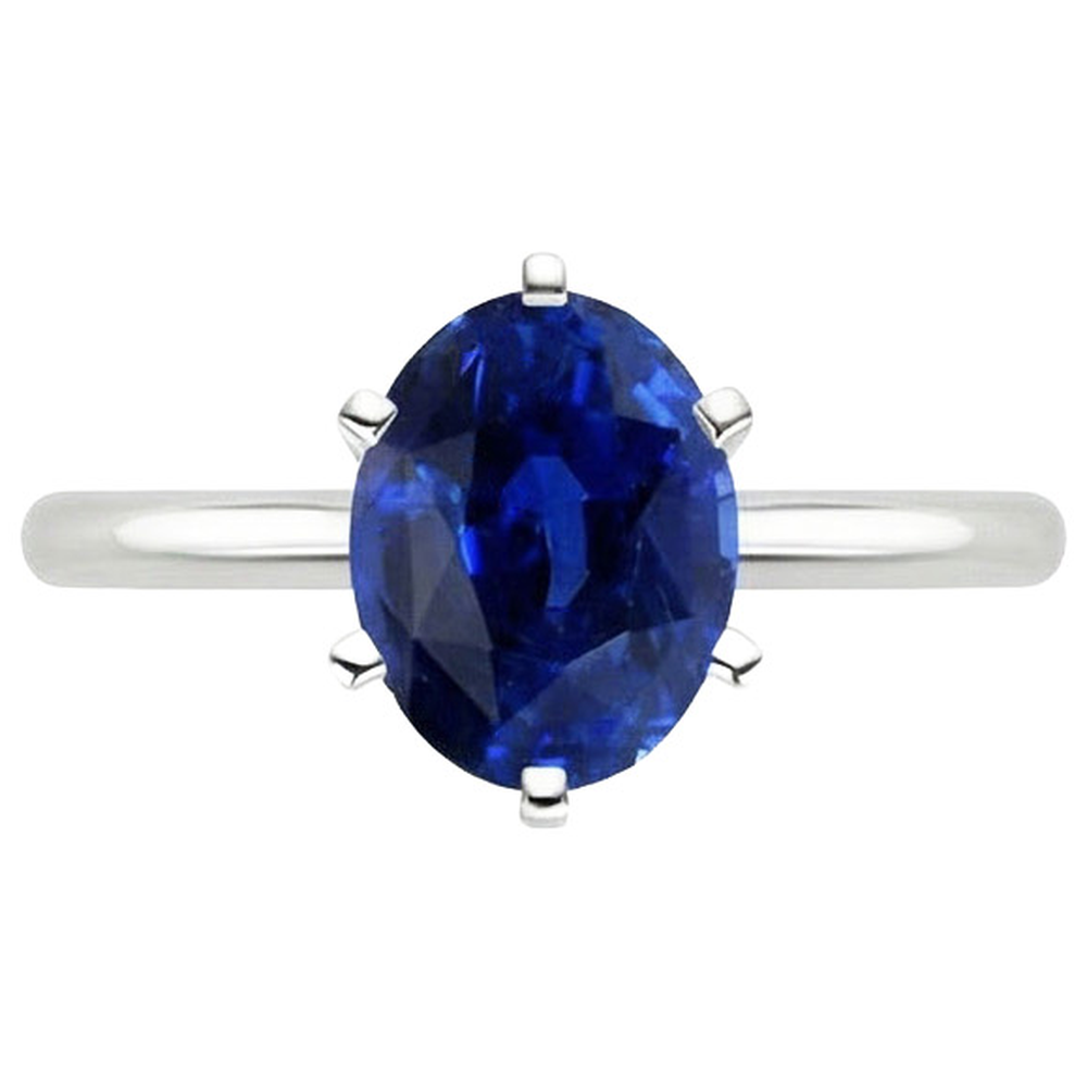 naturel oval saphir 2carats bague vue de profil