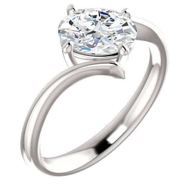 Bague de Fiançailles Solitaire Véritable Diamant Ovale 1.25 Carat
