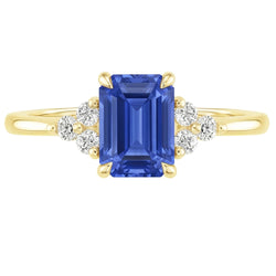 Bague de Fiançailles Style Floral Saphir Bleu & Diamant Naturels Extraits des Mines ( et non cultivés en laboratoire ) 3.50 Carats