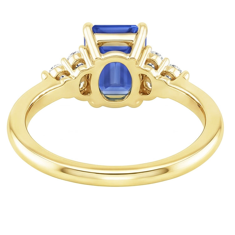 Bague de Fiançailles Style Floral Saphir Bleu & Diamant Naturels Extraits des Mines ( et non cultivés en laboratoire ) 3.50 Carats