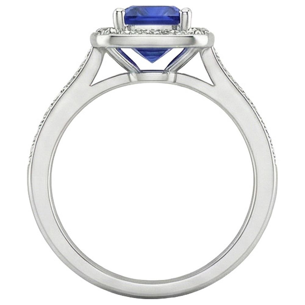 naturel round saphir 1.25carats bague vue de profil