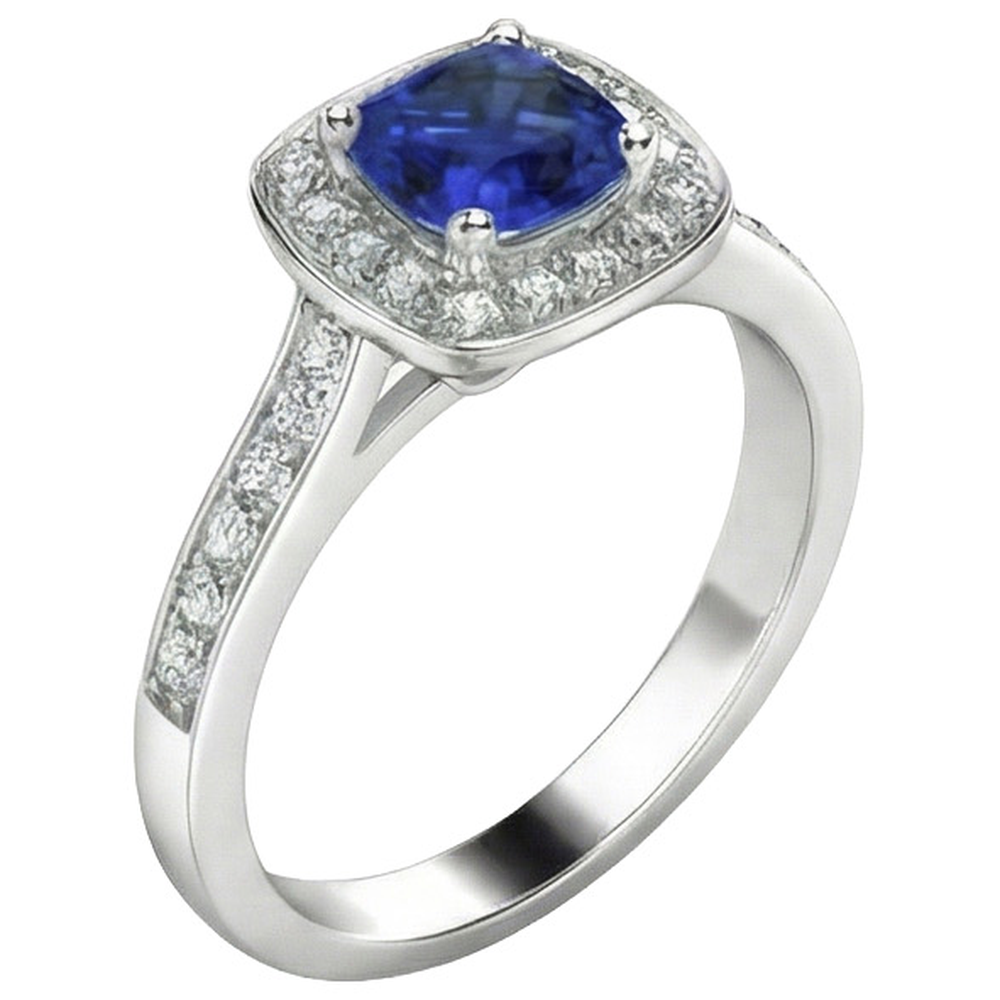 naturel round saphir 1.25carats bague vue de face