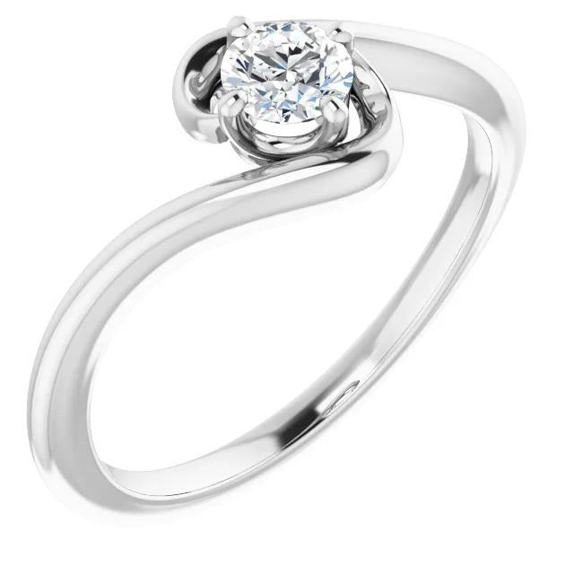 Bague de Fiançailles Véritable Diamant de Forme Libre 1 carat Bijoux Or Blanc 14K
