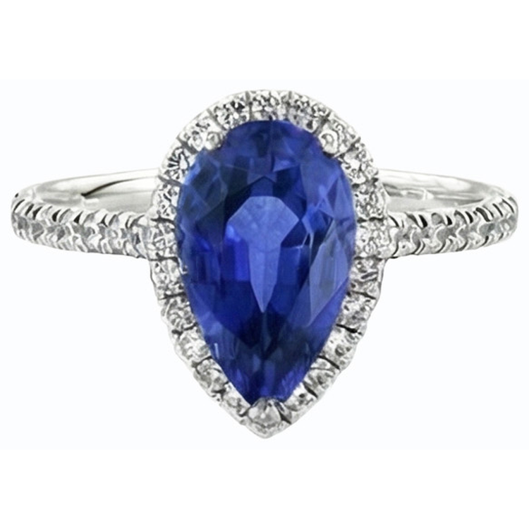 Bague de Fiançailles élégante En Saphir Taille Poire