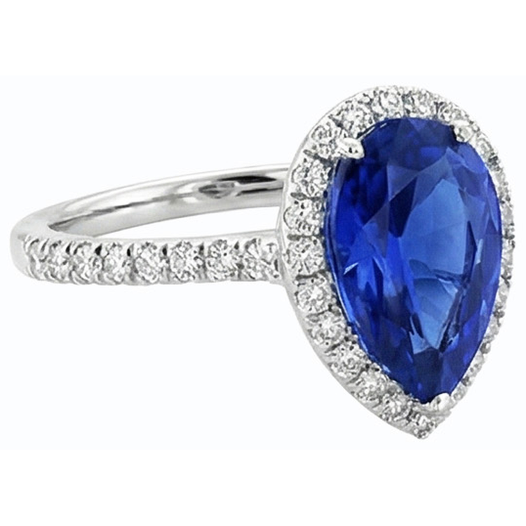 Bague de Fiançailles élégante En Saphir Taille Poire