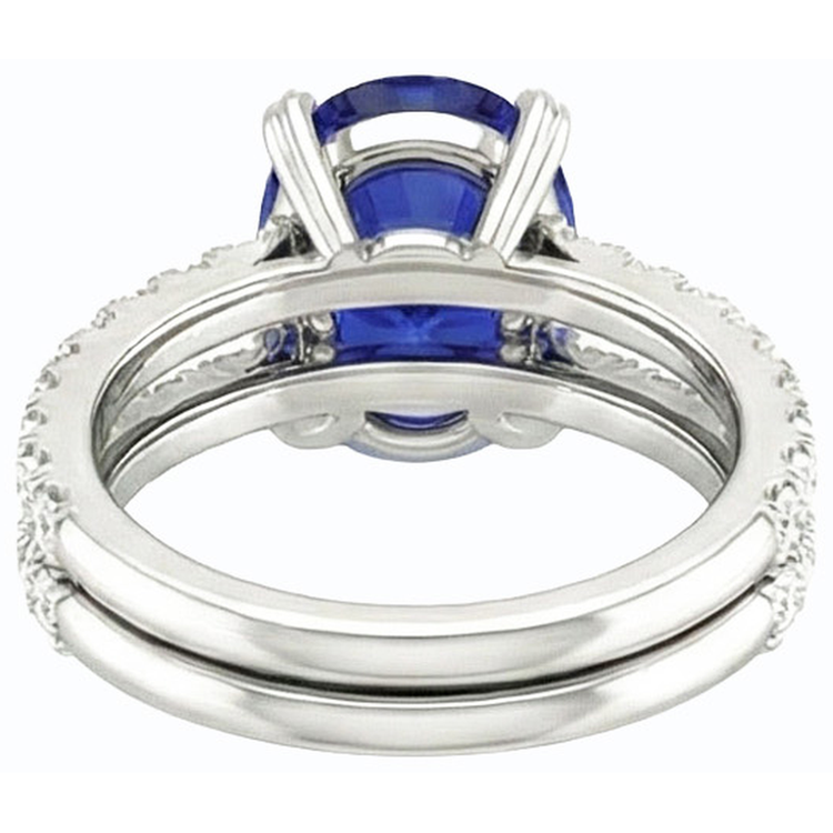 naturel oval saphir 4.50carats bague vue de dessus