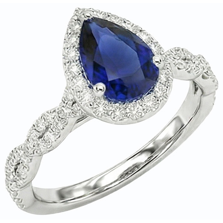 naturel pear diamant 4carats bague détail rapproché