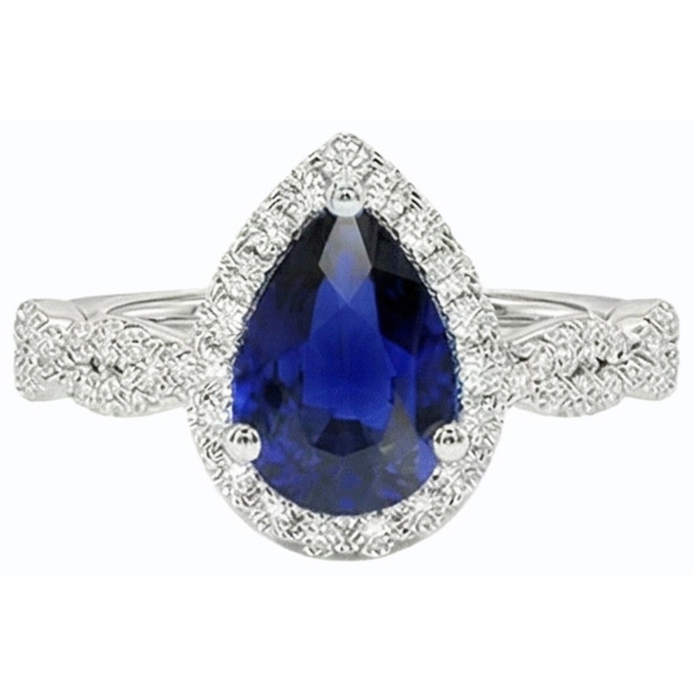 naturel pear diamant 4carats bague vue de dessus