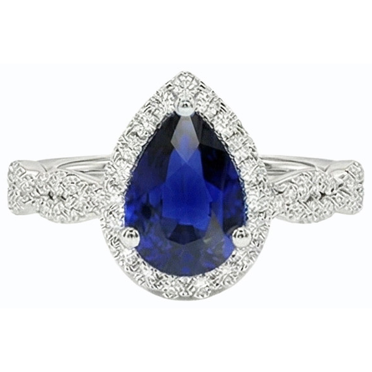 naturel pear diamant 4carats bague vue de dessus