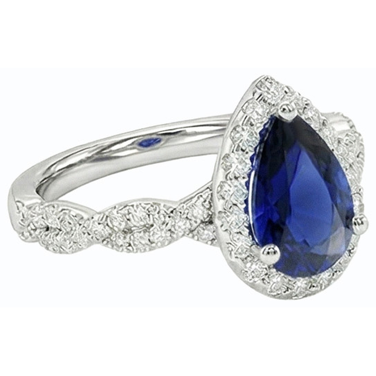 naturel pear diamant 4carats bague vue de profil