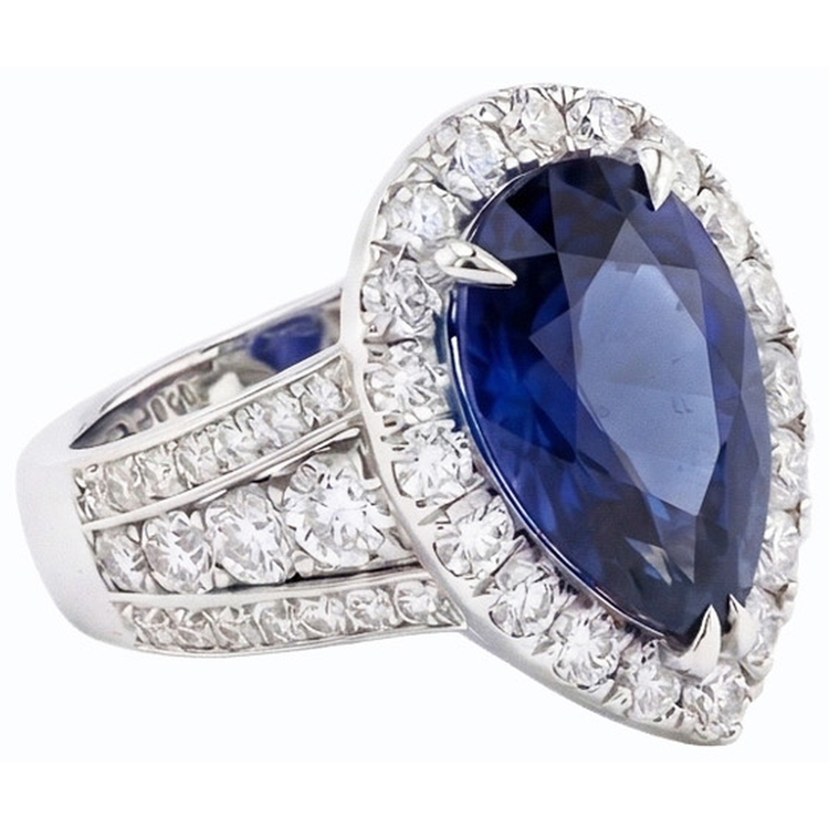 naturel pear diamant 6carats bague détail rapproché