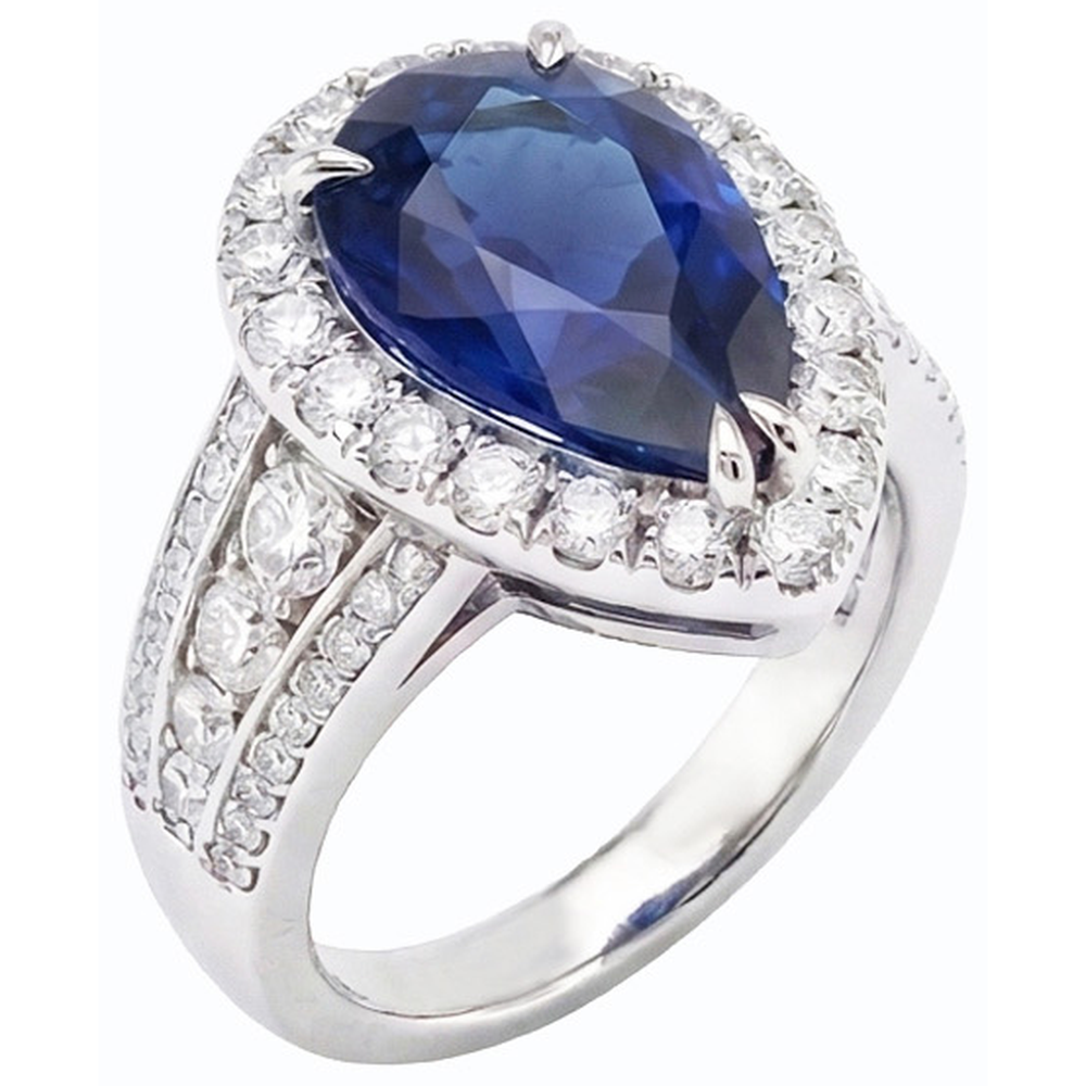 naturel pear diamant 6carats bague vue de dessus