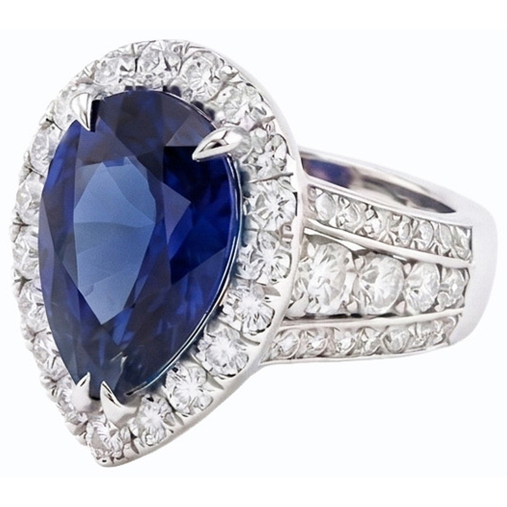 naturel pear diamant 6carats bague vue de profil