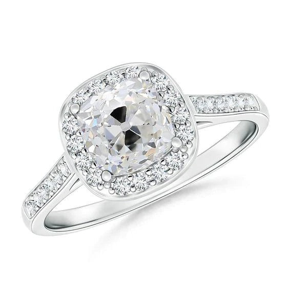 Bague de Réel fiançailles diamant serti cathédrale taille coussin Old Miner