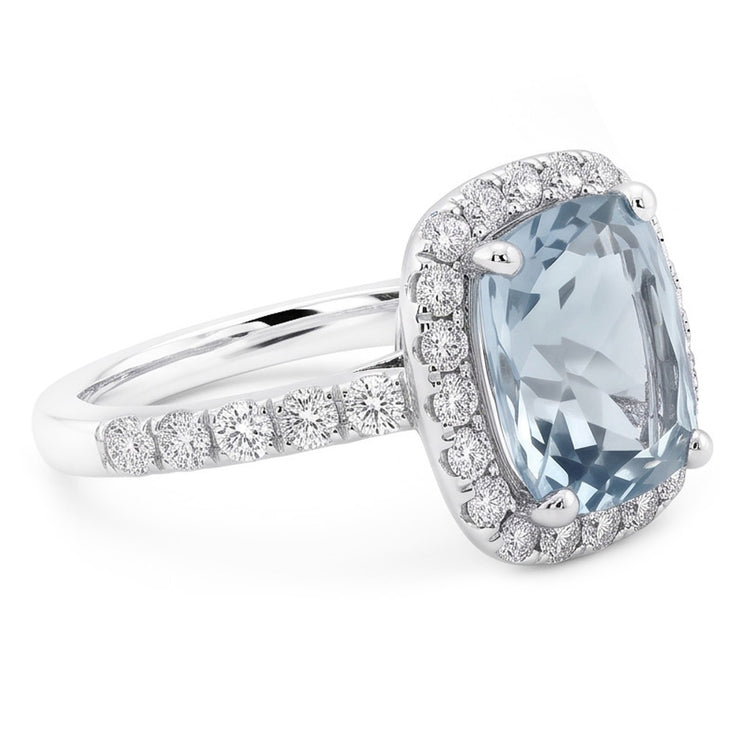 Bague de fiançailles 11.25 ct aigue-marine avec diamants or blanc 14K