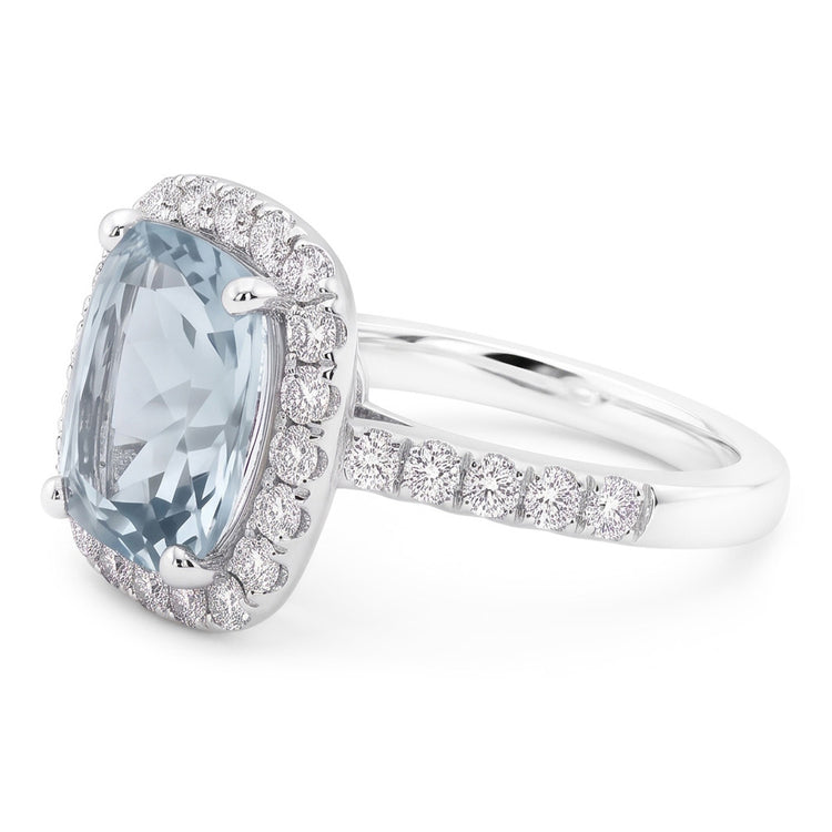Bague de fiançailles 11.25 ct aigue-marine avec diamants or blanc 14K