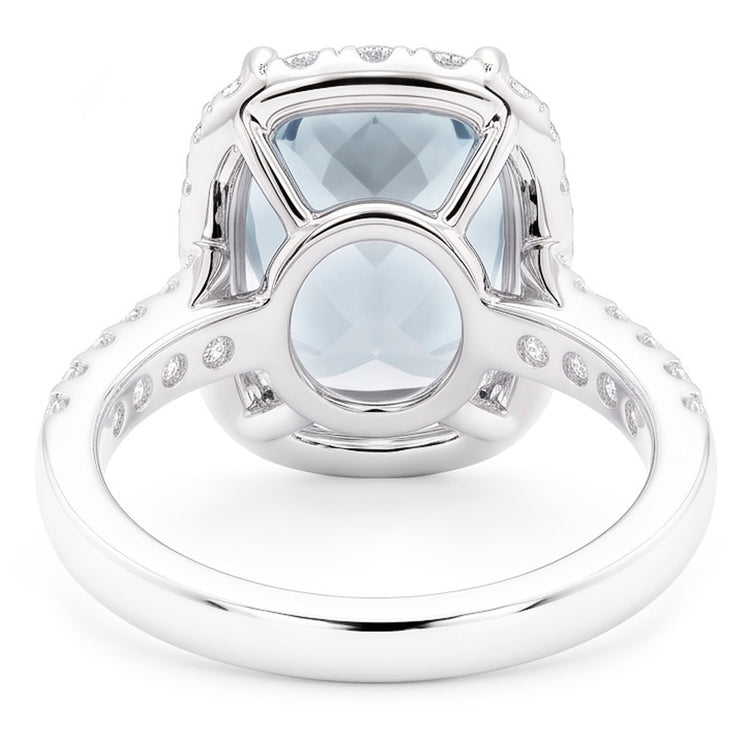 Bague de fiançailles 11.25 ct aigue-marine avec diamants or blanc 14K