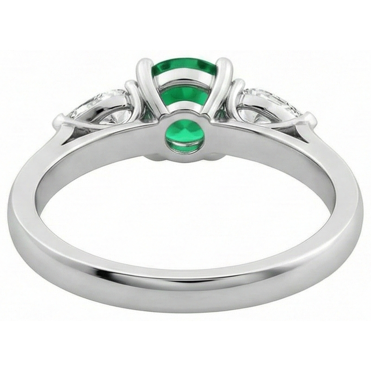Bague de fiançailles 3 carats émeraude Vert et diamants 3 carats or blanc 14K