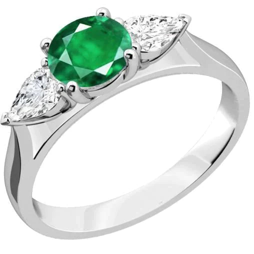 Bague de fiançailles 3 carats émeraude Vert et diamants 3 carats or blanc 14K