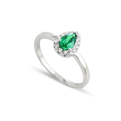 Bague de fiançailles 3.75 carats émeraude Vert et diamants nouvel or blanc 14K
