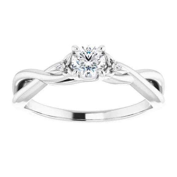 Bague de fiançailles Authentique diamant 3 pierres 0.54 carats Twist Style femmes 