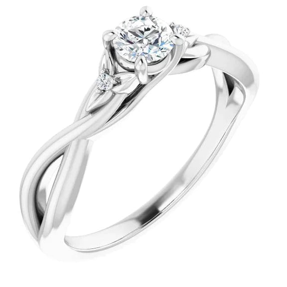 Bague de fiançailles Authentique diamant 3 pierres 0.54 carats Twist Style femmes bijoux