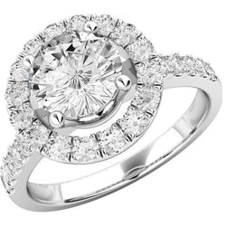 Bague de fiançailles Authentique diamant halo 5.10 carats or blanc 14K