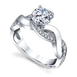 Bague de fiançailles Authentique diamants taille brillant étincelant de 3.20 cts or blanc