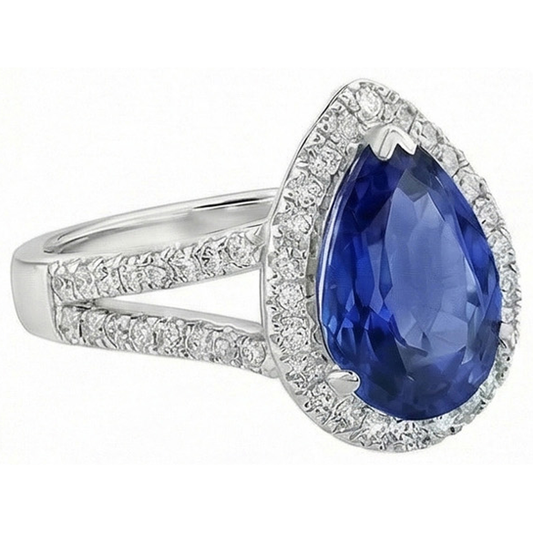 naturel pear diamant 4carats bague angle de côté