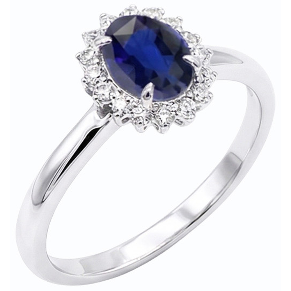 naturel oval saphir 2.50carats bague vue de face